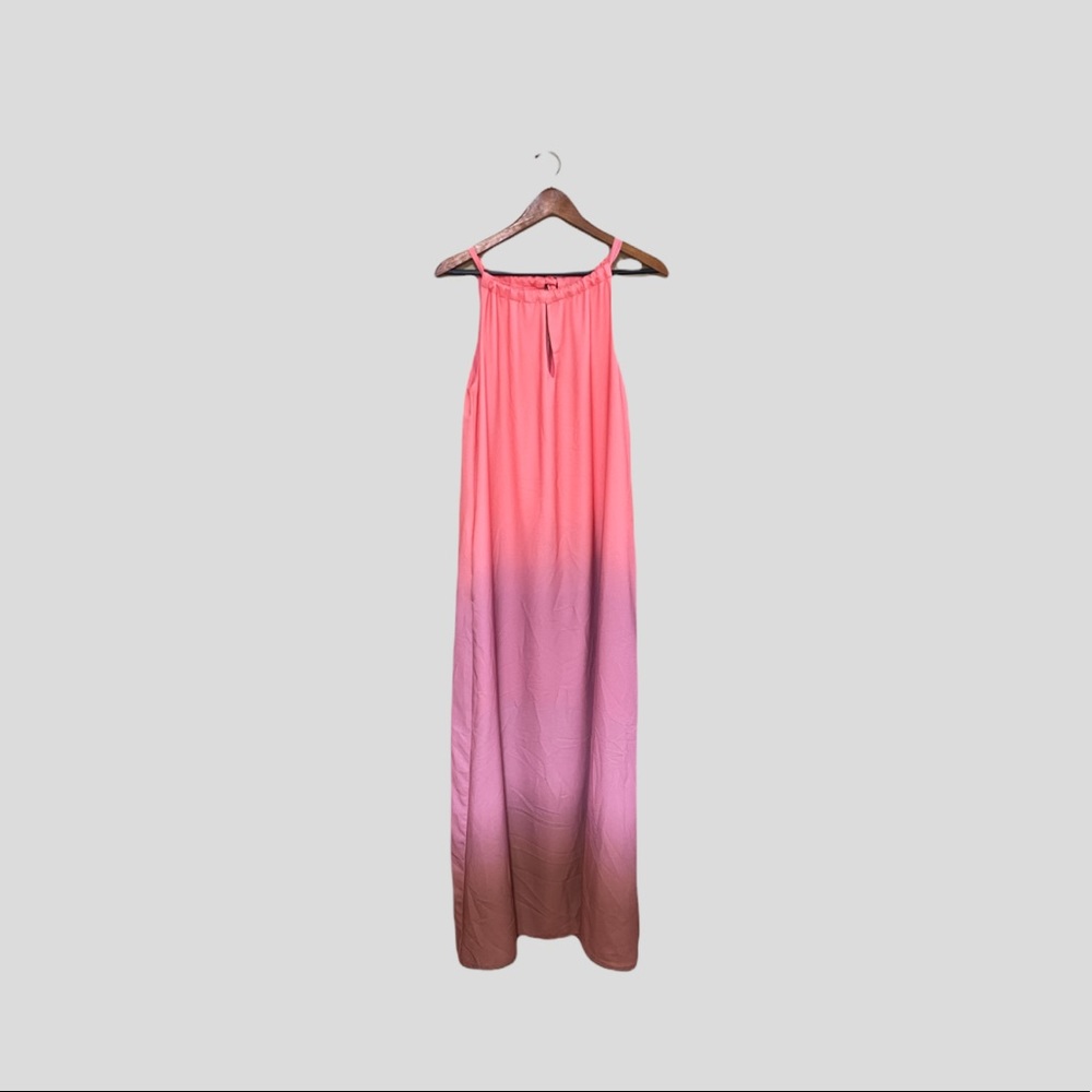 Roan & Ryan Women's Maxi Dress Size Small Pink Ombré Halter Sleeves
